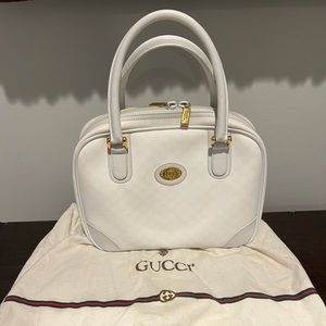 Gucci vintage white top handle satchel Boston bag